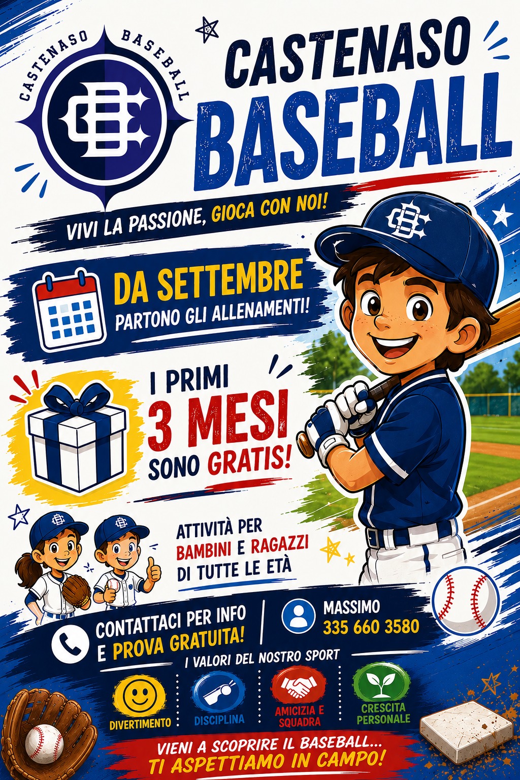 Viene a provare il baseball con noi!
